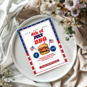 Rood Wit Blauw 4 juli Zomer Picknick Uitnodiging