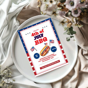 Rood Wit Blauw 4 juli Zomer Picknick Uitnodiging