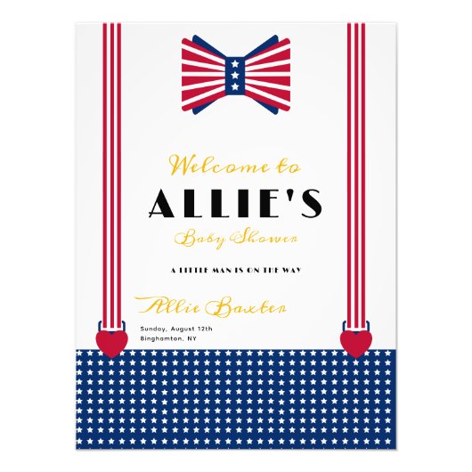 Rood Wit Blauw 4th Juli Baby shower Welkomstbord Foto Afdruk (Voorkant)
