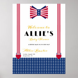 Rood Wit Blauw 4th Juli Baby shower Welkomstbord Poster