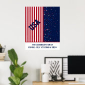 Rood Wit Blauw 4th van Juli Familie Onafhankelijkh Poster (Thuiskantoor)
