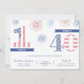 Rood Wit Blauw 4th van Juli Gezamenlijk Verjaardag Kaart (Voorkant)