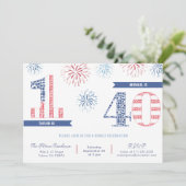 Rood Wit Blauw 4th van Juli Gezamenlijk Verjaardag Kaart (Staand voorkant)