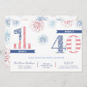 Rood Wit Blauw 4th van Juli Gezamenlijk Verjaardag Kaart (Voorkant / Achterkant)