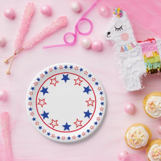 Rood, wit, blauw 7-inch papieren Bord (Feest)