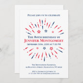 Rood Wit Blauw 80ste Verjaardagsfeest Vuurwerk Kaart (Voorkant / Achterkant)