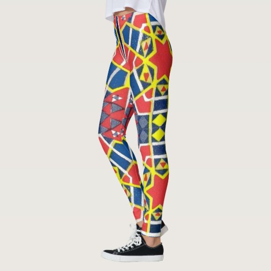 rood wit blauw abstract leggings (Links)