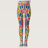 rood wit blauw abstract leggings (Voorkant)