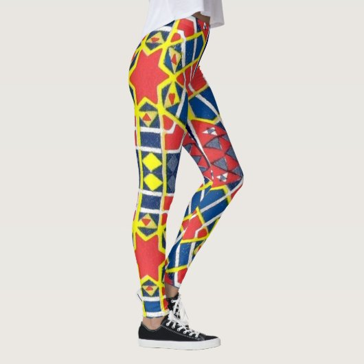 rood wit blauw abstract leggings (Rechts)