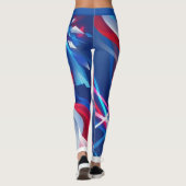 Rood Wit Blauw Abstract met Uw Naam Leggings (Achterkant)