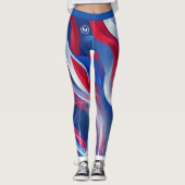 Rood Wit Blauw Abstract met Uw Naam Leggings (Voorkant)