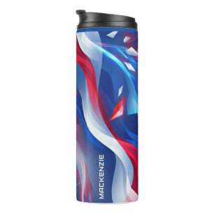 Rood Wit Blauw Abstract met Uw Naam Thermosbeker