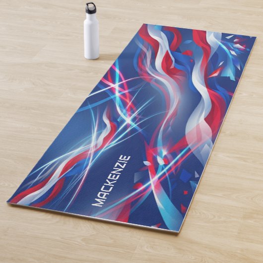 Rood Wit Blauw Abstract met Uw Naam Yogamat (In situ)
