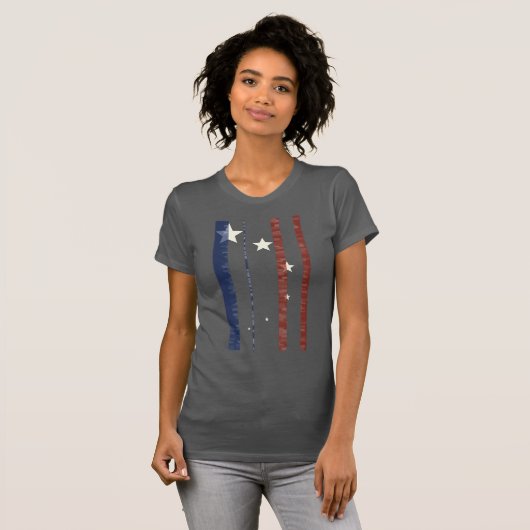 Rood Wit Blauw Abstract Star USA Vlag Getextureerd T-shirt (Voorkant volledig)