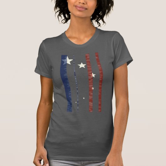 Rood Wit Blauw Abstract Star USA Vlag Getextureerd T-shirt (Voorkant)