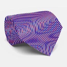 Rood Wit Blauw Abstract Trippy Golvend Psychedelis Stropdas