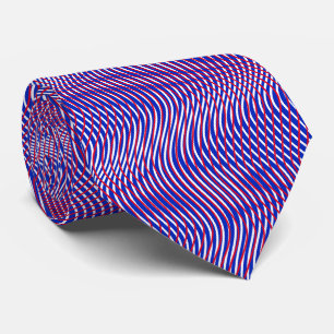 Rood Wit Blauw Abstract Trippy Golvend Psychedelis Stropdas