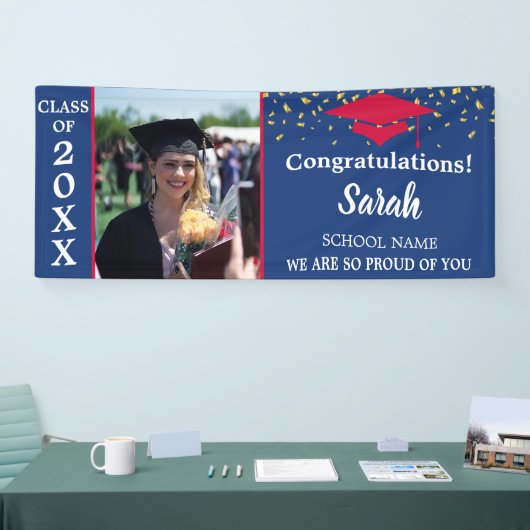 Rood, Wit & Blauw Afstuderen Fotoklas van 2025 Spandoek (Beurs)