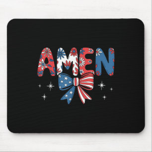 Rood Wit Blauw Amen Bloem Coquette Strik Amerikaan Muismat