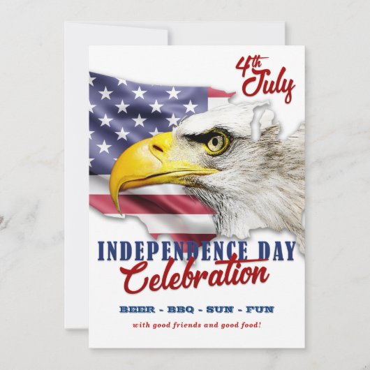 Rood, Wit & Blauw American Eagle 4th van Juli Fees Kaart (Voorkant)
