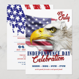 Rood, Wit & Blauw American Eagle 4th van Juli Fees Kaart
