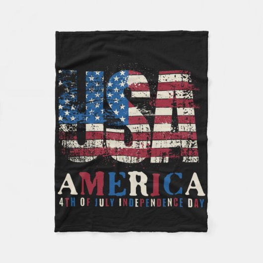Rood Wit Blauw Amerika 4 Juli Patriottisch  Fleece Deken (Voorkant)