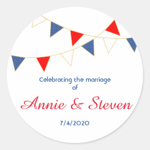 Rood Wit & Blauw Amerika Bunting Bruiloft Sticker