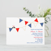 Rood Wit Blauw Amerika Bunting Huwelijksuitnodigin Kaart (Staand voorkant)