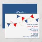 Rood Wit Blauw Amerika Bunting Huwelijksuitnodigin Kaart (Voorkant / Achterkant)