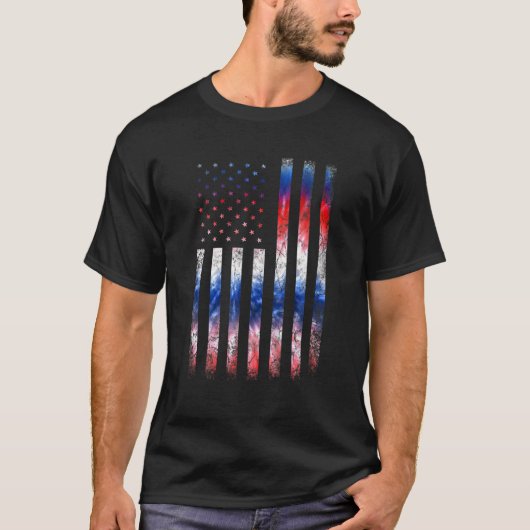 Rood Wit Blauw Amerikaans Flag Tie Dye T-shirt 4 (Voorkant)