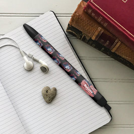 Rood Wit Blauw Amerikaans Vlag Adelaar Rozen Patri Zwarte Inkt Pen