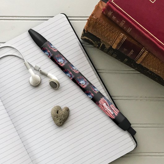 Rood Wit Blauw Amerikaans Vlag Adelaar Rozen Patri Zwarte Inkt Pen