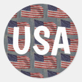 Rood Wit Blauw Amerikaans Vlag Patroon Ronde Sticker (Voorkant)