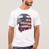 Rood, Wit & Blauw Amerikaanse Adelaar 4 juli T-shirt (Voorkant)