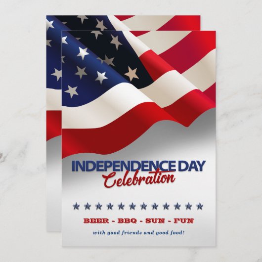 Rood, Wit & Blauw Amerikaanse vlag 4th van Juli Fe Kaart (Voorkant / Achterkant)