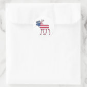 Rood wit blauw Amerikaanse vlag eland Ronde Sticker (Tas)