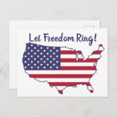 Rood Wit Blauw Amerikaanse Vlag Laat Vrijheid Klin Briefkaart (Voorkant / Achterkant)