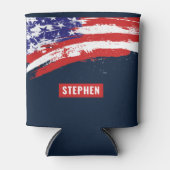 Rood Wit Blauw Amerikaanse Vlag Soldaat 4th van Ju Blikjeskoeler (Voorkant)