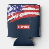Rood Wit Blauw Amerikaanse Vlag Soldaat 4th van Ju Blikjeskoeler (Achterkant)