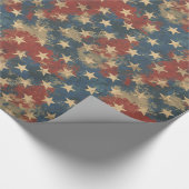  Rood Wit Blauw Amerikaanse Vlag Sterren Patroon Cadeaupapier (Hoek)