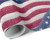 Rood Wit Blauw Amerikaanse Vlag Sterren Wave Patte Cadeaupapier (Rol Hoek)