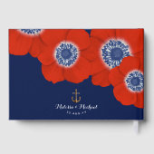 Rood Wit & Blauw Anemonen ⚓️ Nautische bruiloft Gastenboek (Achterkant)