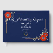 Rood Wit & Blauw Anemonen ⚓️ Nautische bruiloft Gastenboek (Voorkant)