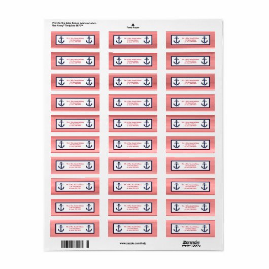 Rood wit & blauw anker - de Etiketten van het Adre (Full Sheet)