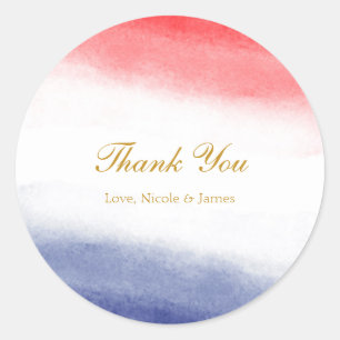 Rood Wit & Blauw Aquarel Patriottisch Feest Gesche Ronde Sticker