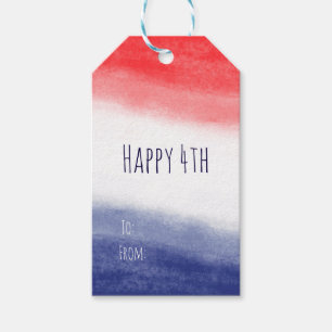 Rood Wit & Blauw Aquarel Patriottisch USA Cadeaulabel