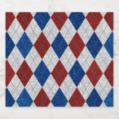 Rood, Wit, Blauw Argyle 4 Juli Glitter Bier Etiket (Enkel label)