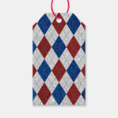 Rood, Wit, Blauw Argyle 4 Juli Glitter Cadeaulabel (Voorkant)