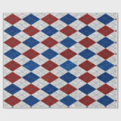 Rood, Wit, Blauw Argyle 4 Juli Glitter Cadeaupapier (Vlak)