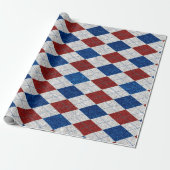 Rood, Wit, Blauw Argyle 4 Juli Glitter Cadeaupapier (Uitgerold)